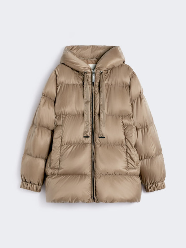 The Cube Down Jacket in Water-Repellent Canvas Brown